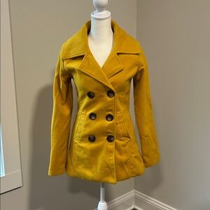 Me Jane Gold Mustard Colored double breasted Peacoat.  New with Tags